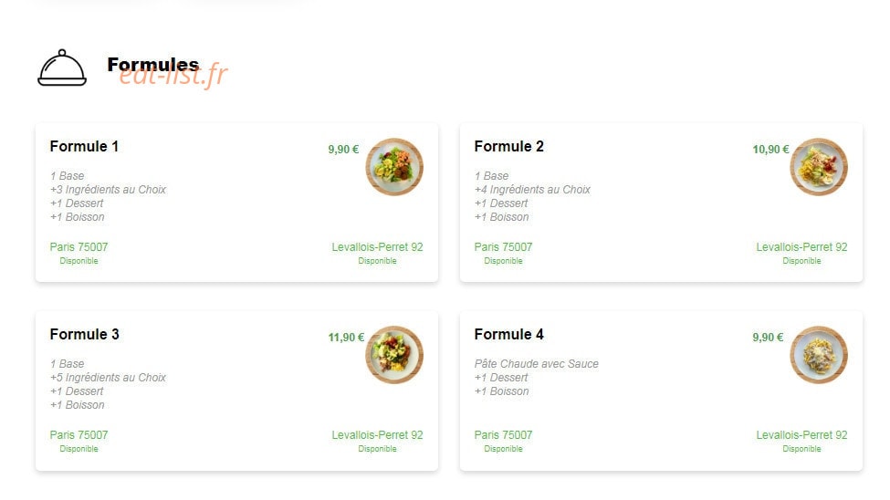 Bar a Pates & Salades — carte page 1