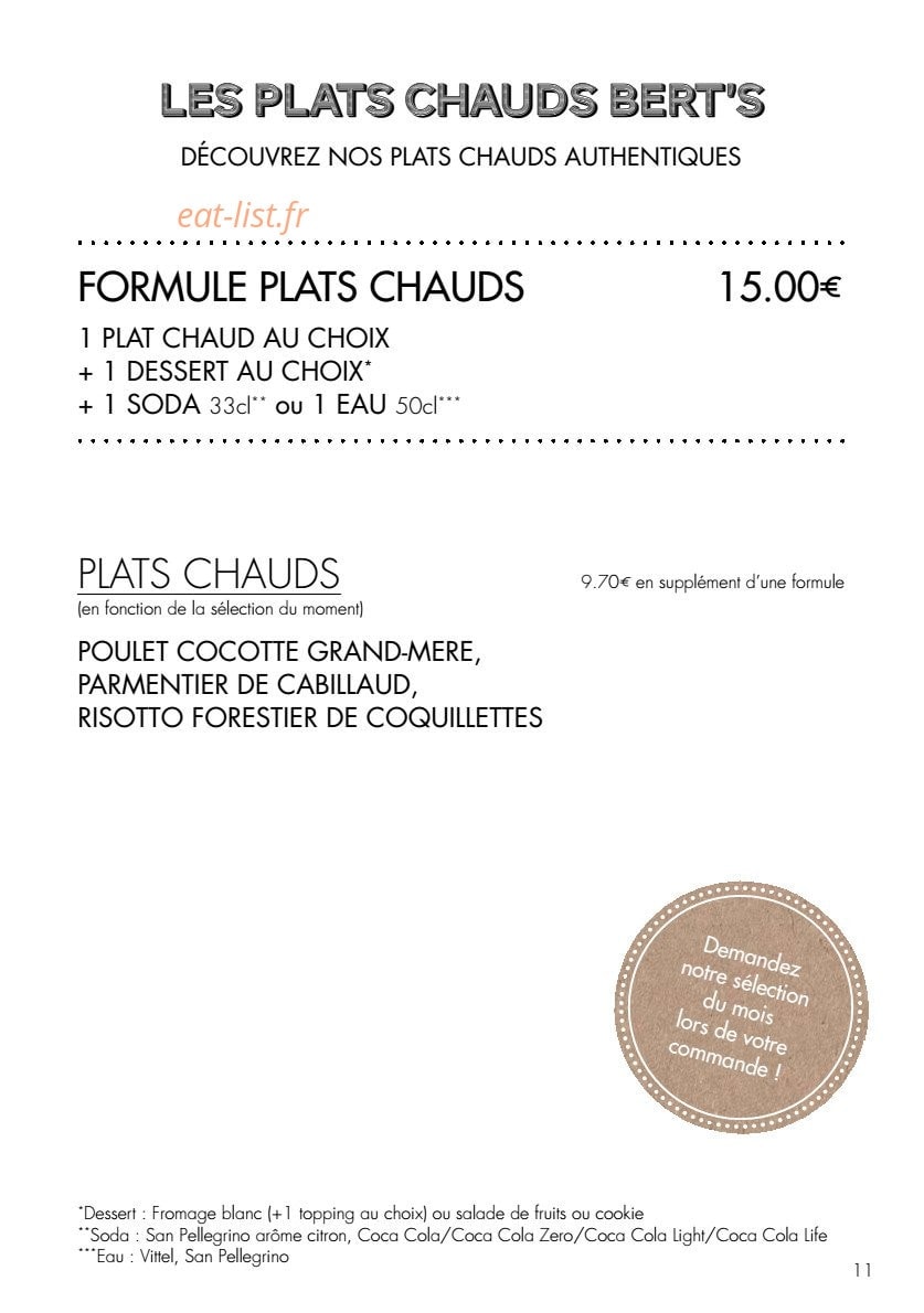 Bert's — carte page 7