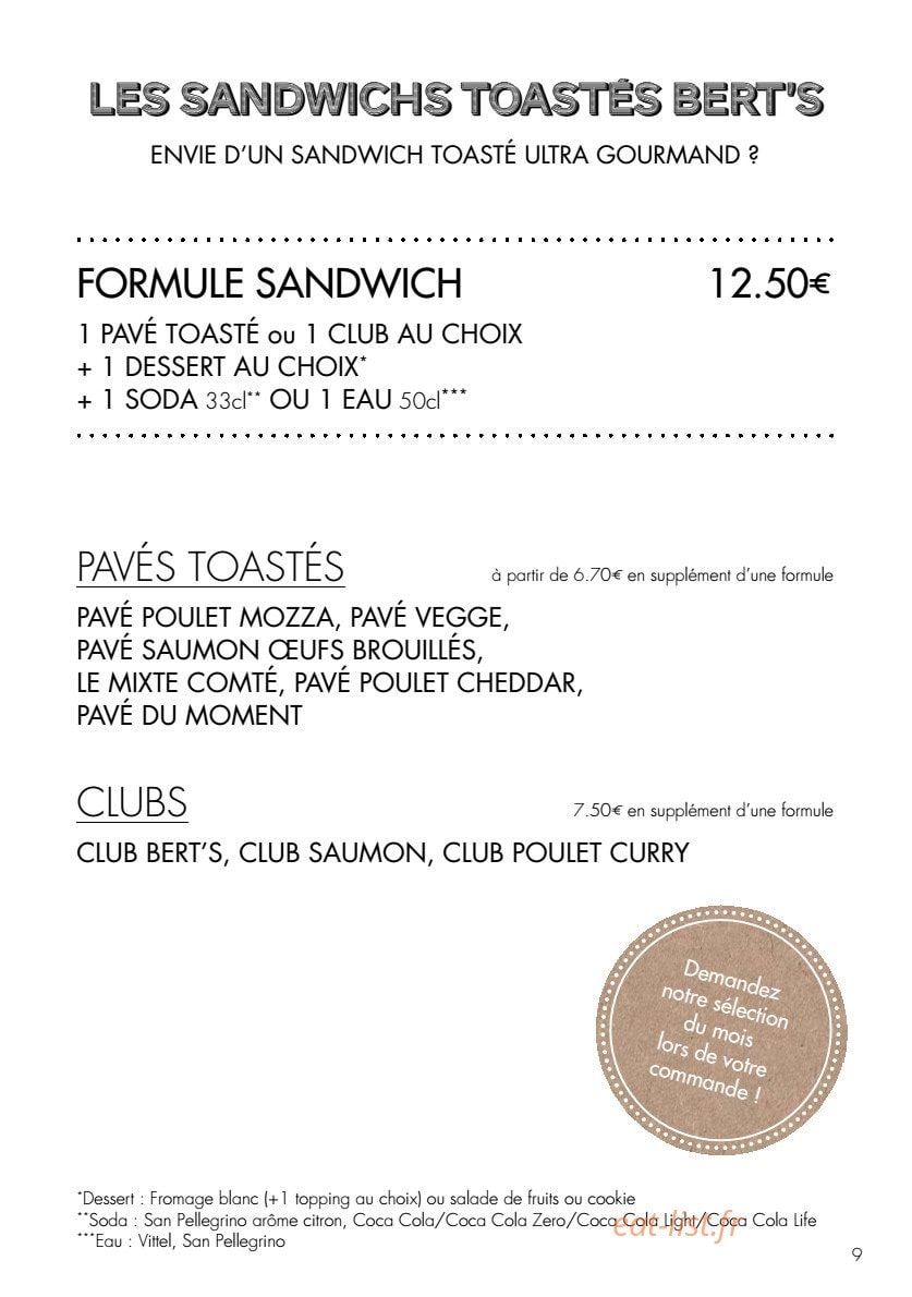 Bert's — carte page 6