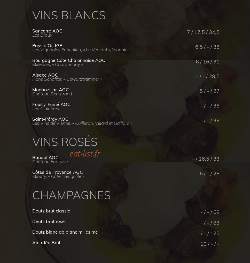 Bistro saint dominique — carte page 5