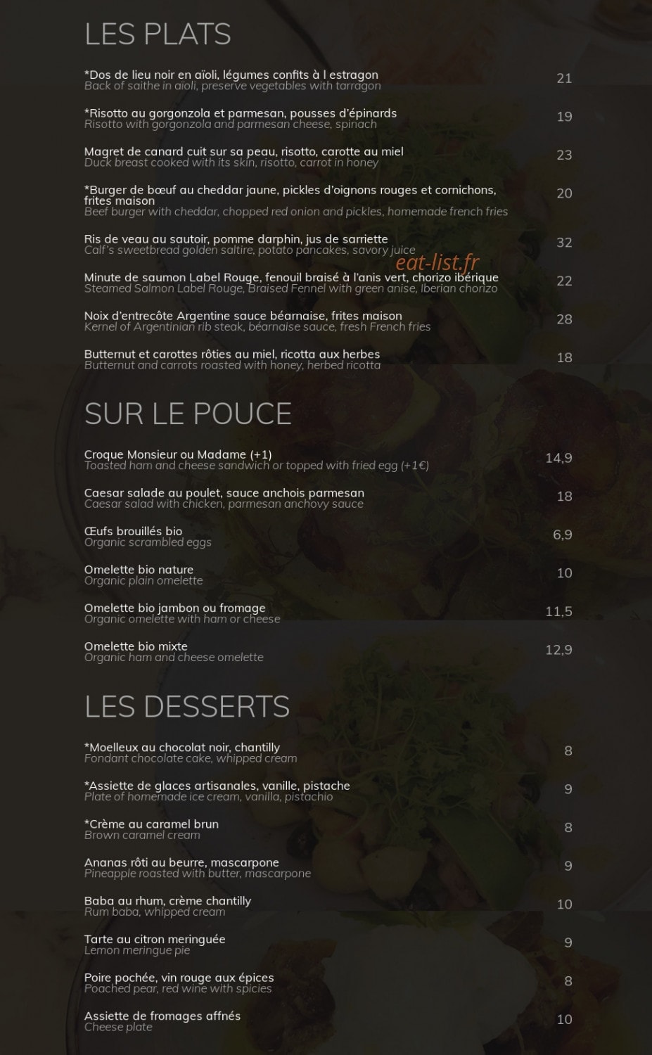 Bistro saint dominique — carte page 2
