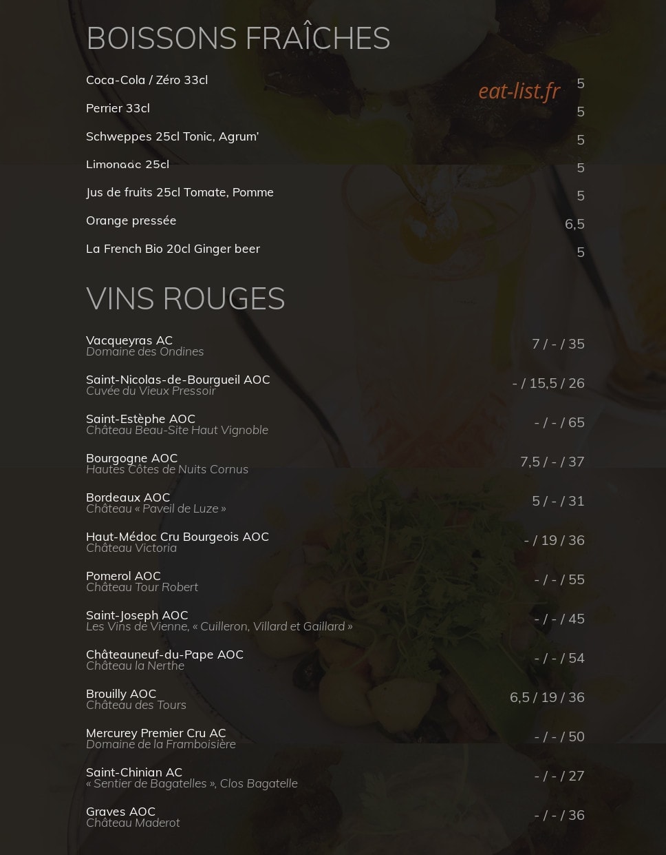 Bistro saint dominique — carte page 4