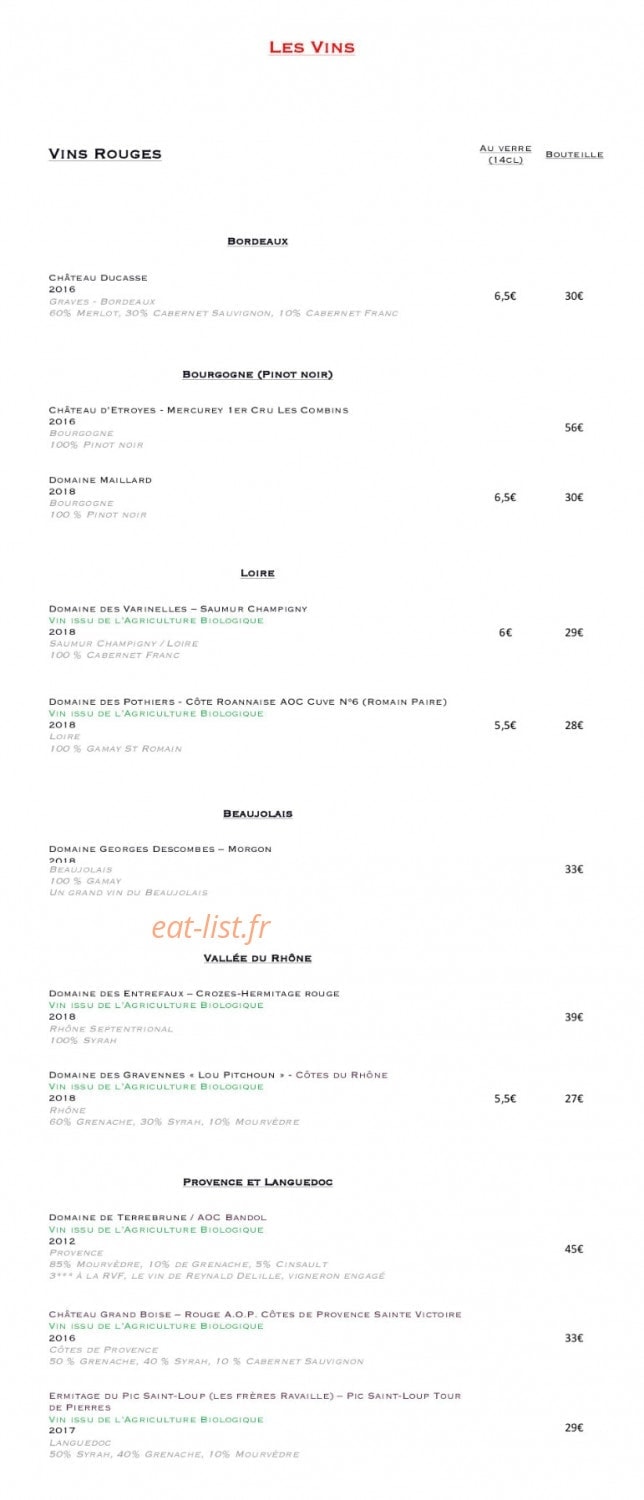 Bistrot Chez France — carte page 2