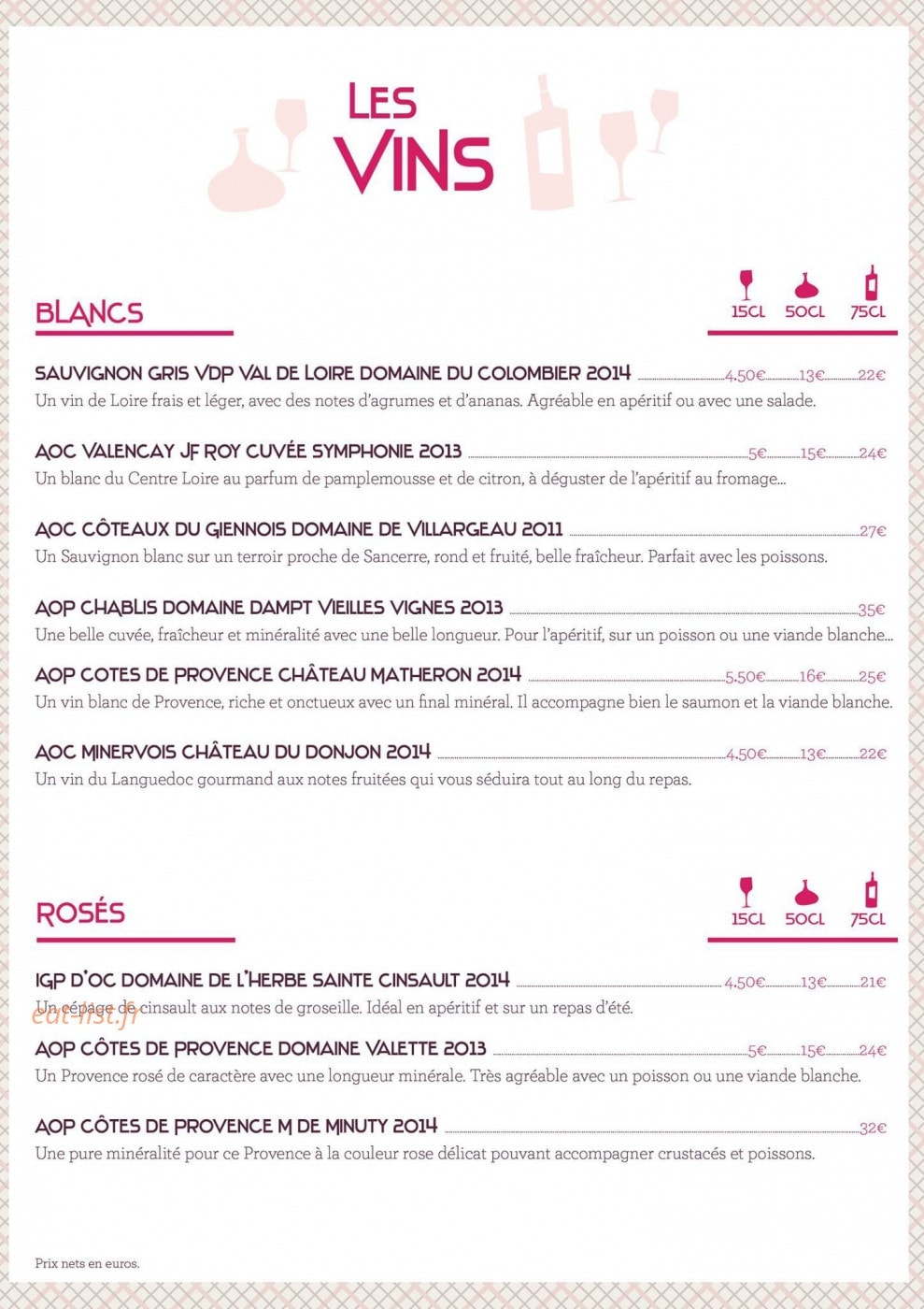 Bistrot Chez France — carte page 3