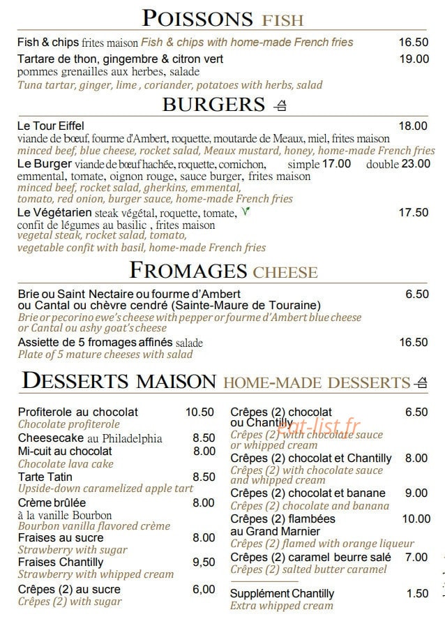 Brasserie de la tour eiffel — carte page 3