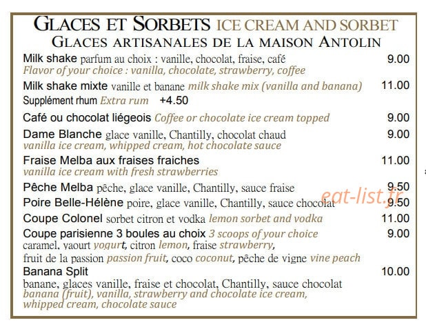 Brasserie de la tour eiffel — carte page 4