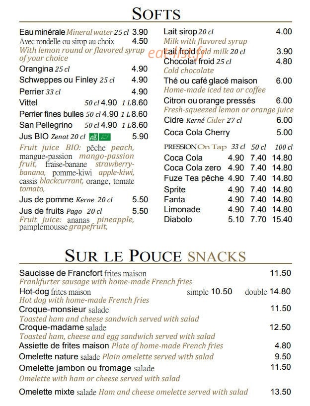 Brasserie de la tour eiffel — carte page 5