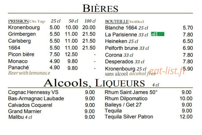 Brasserie de la tour eiffel — carte page 7