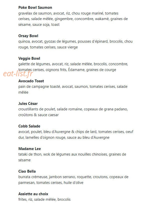 Café d’Orsay — carte page 2