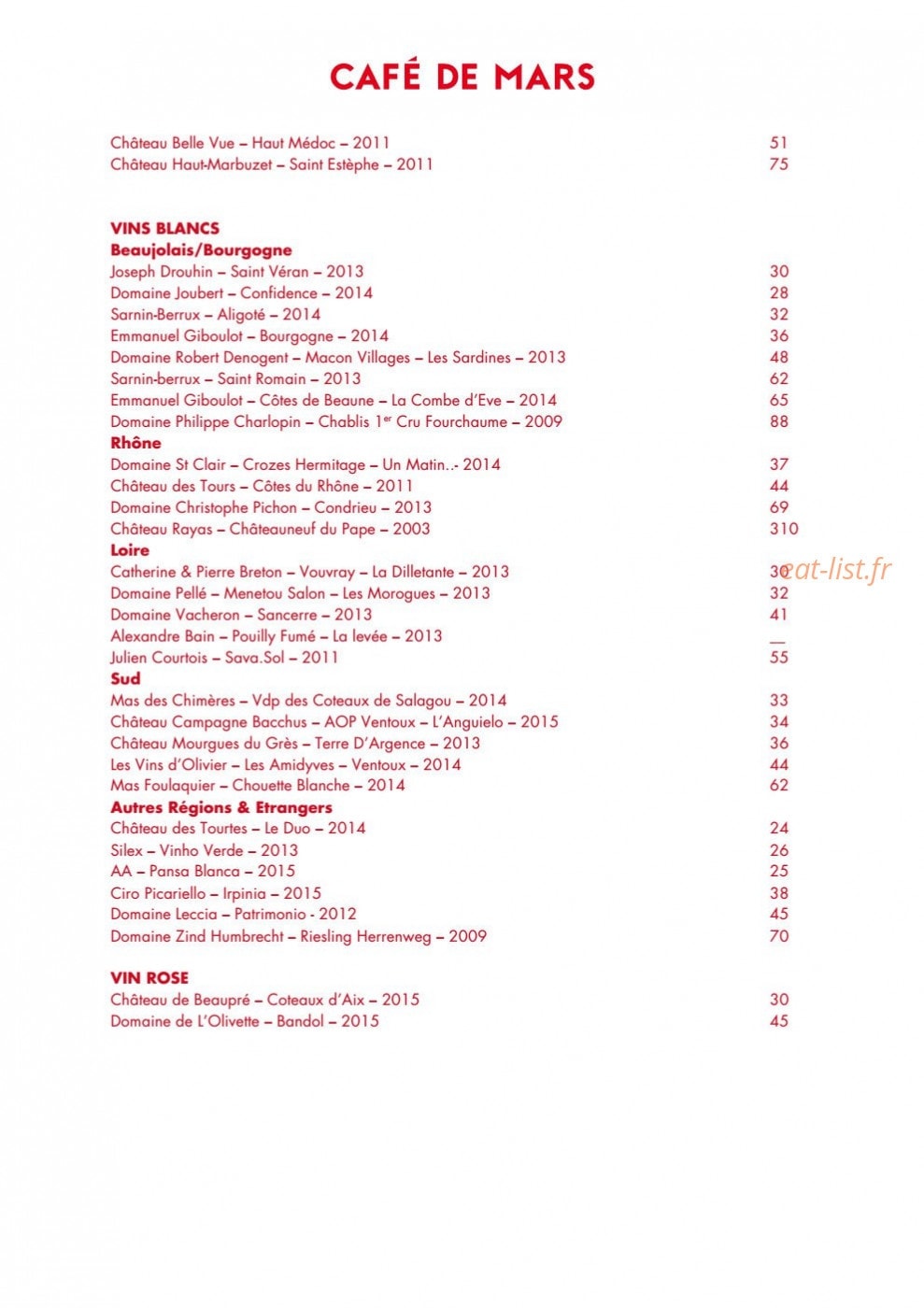 Café de Mars — carte page 6