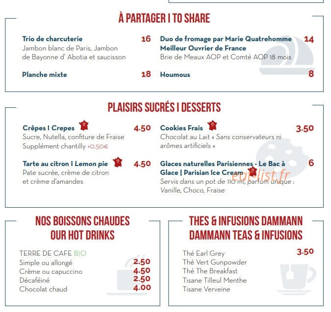 Café des Vedettes de Paris — carte page 3
