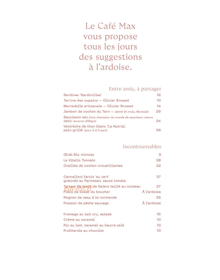 Café Max Invalides — carte page 2