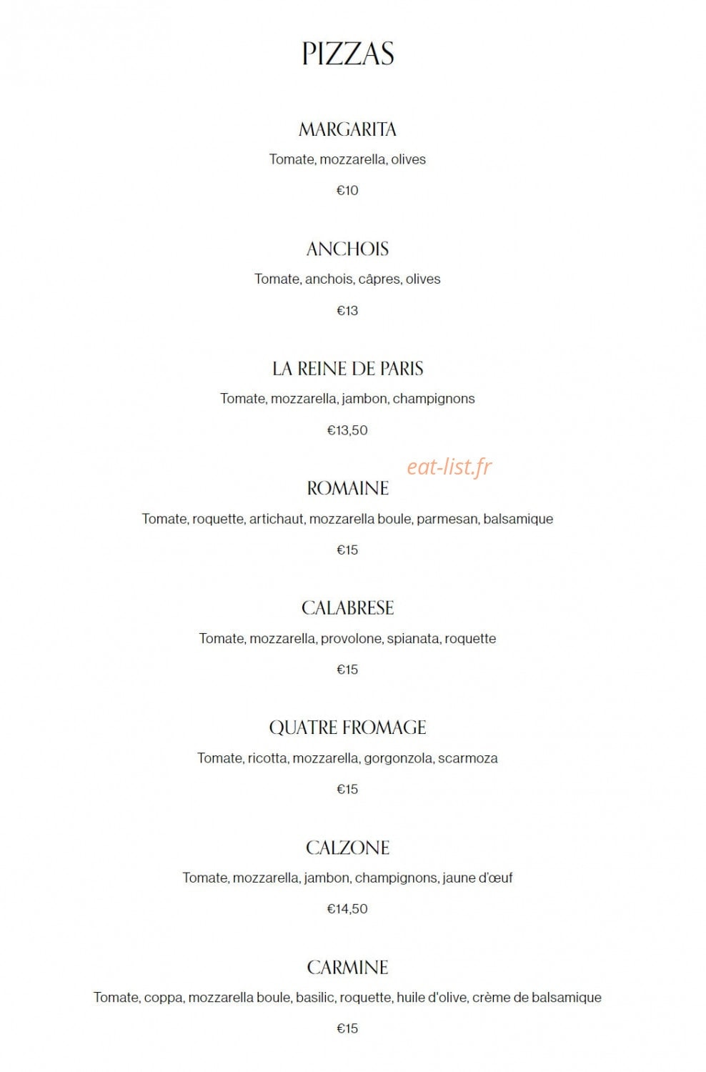 Carmine Cafe — carte page 3
