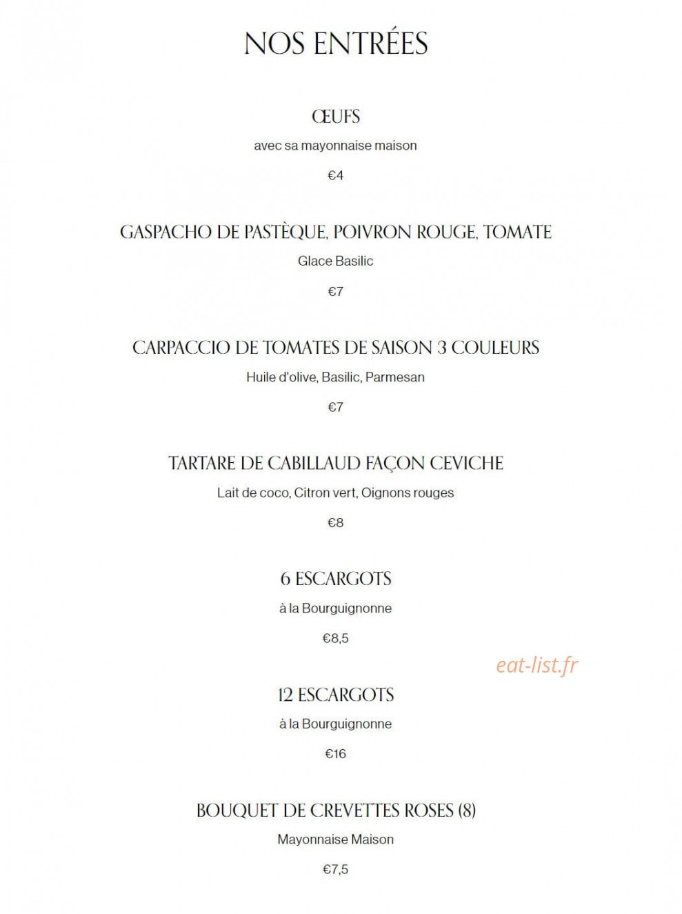 Carmine Cafe — carte page 2