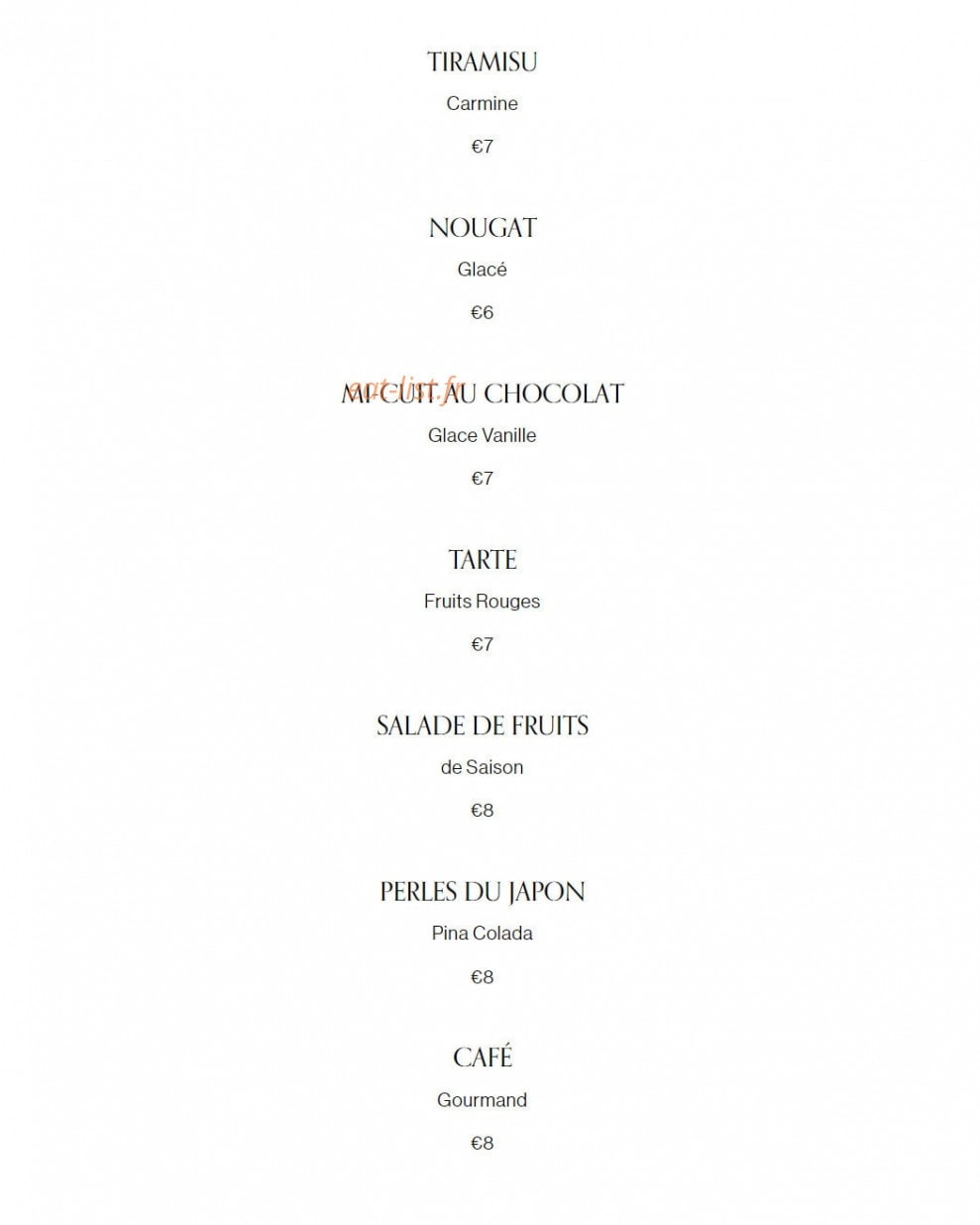 Carmine Cafe — carte page 8