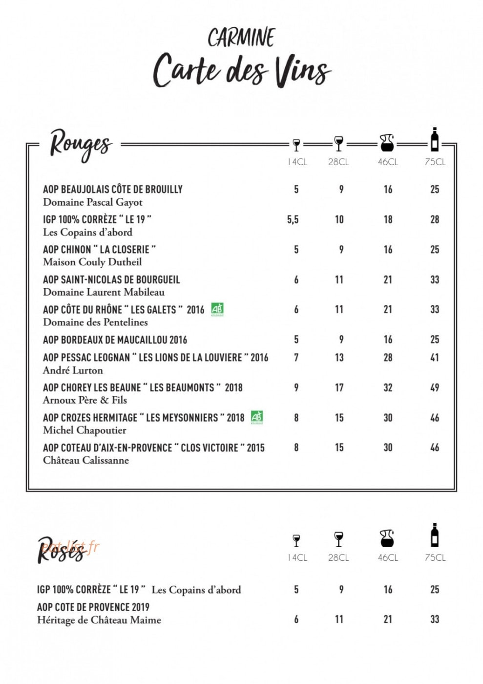 Carmine Cafe — carte page 9