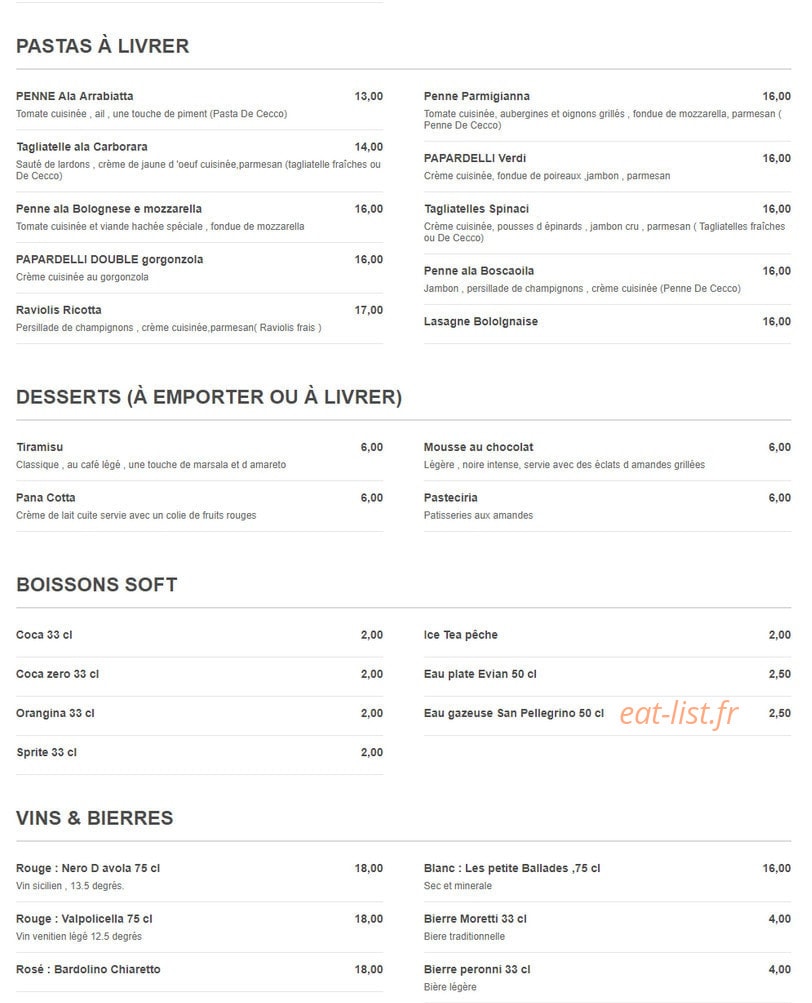 Casa Pizza — carte page 3