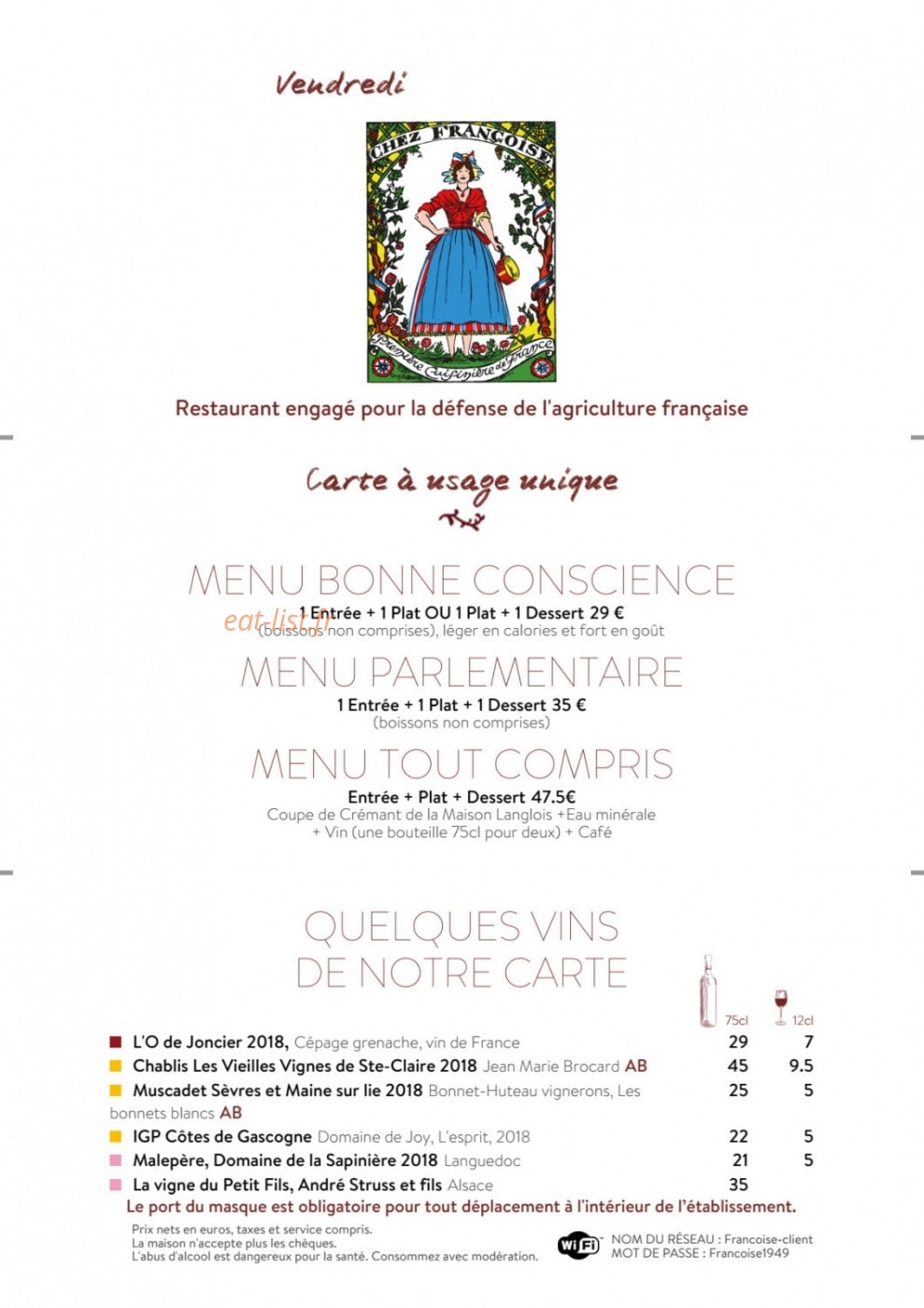 Chez Françoise — carte page 1
