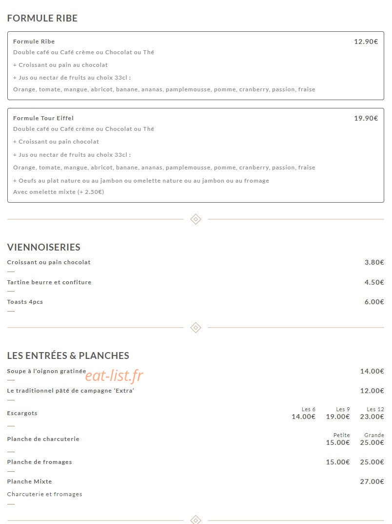Chez Ribe — carte page 1