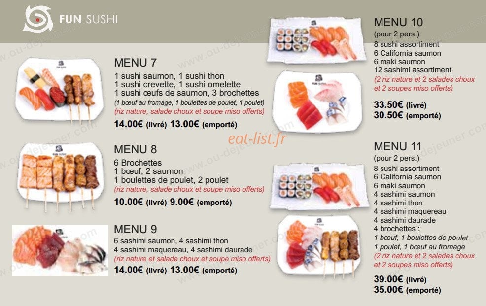 Fun Sushi — carte page 14