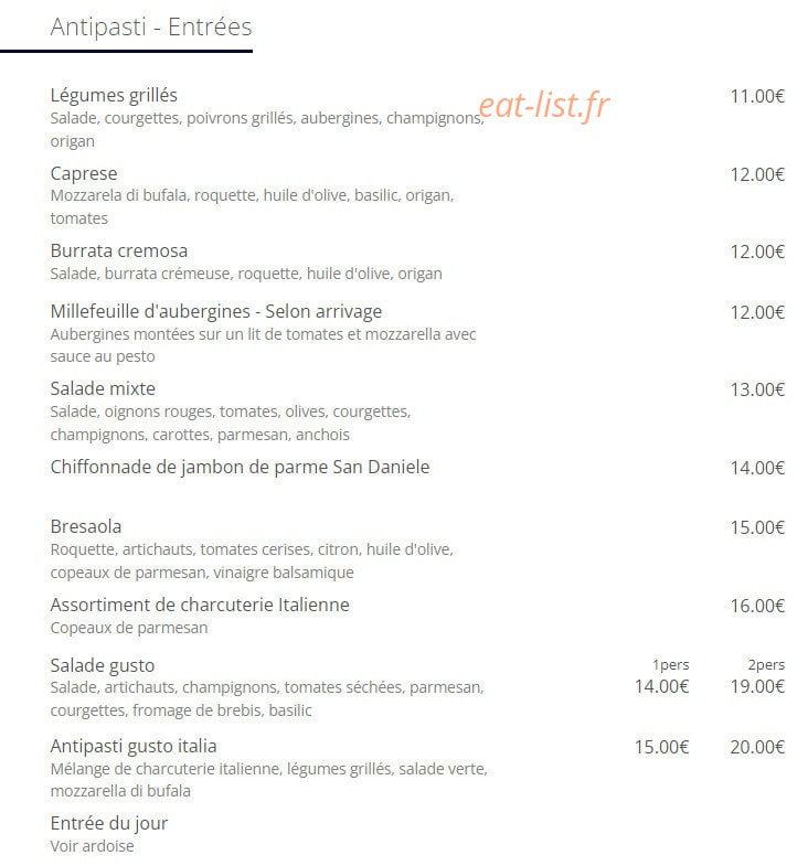 Gusto Italia — carte page 1