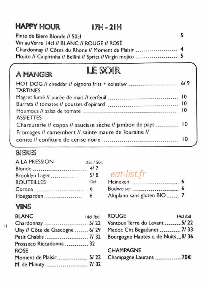 Hôme Bar — carte page 5