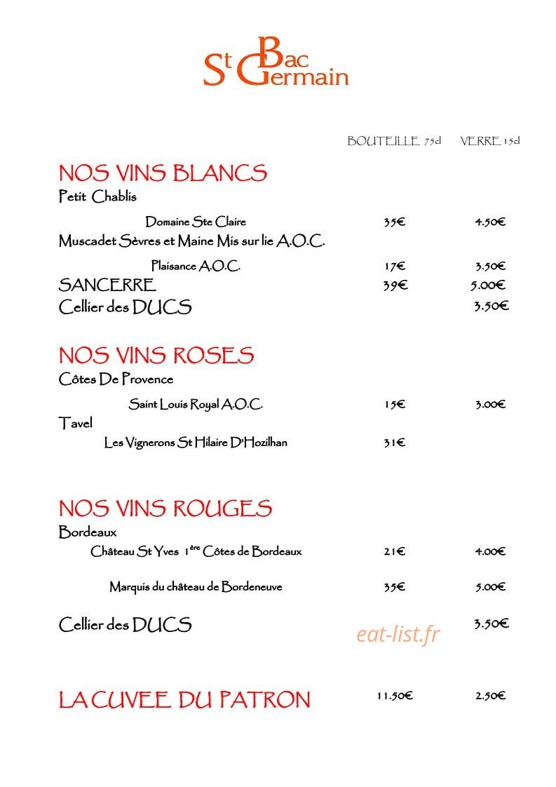 Hotel Bac Saint Germain — carte page 7