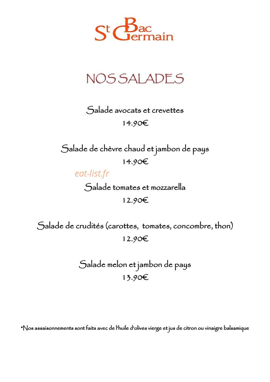 Hotel Bac Saint Germain — carte page 2