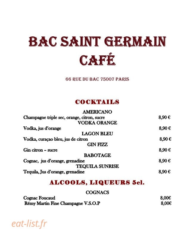 Hotel Bac Saint Germain — carte page 3