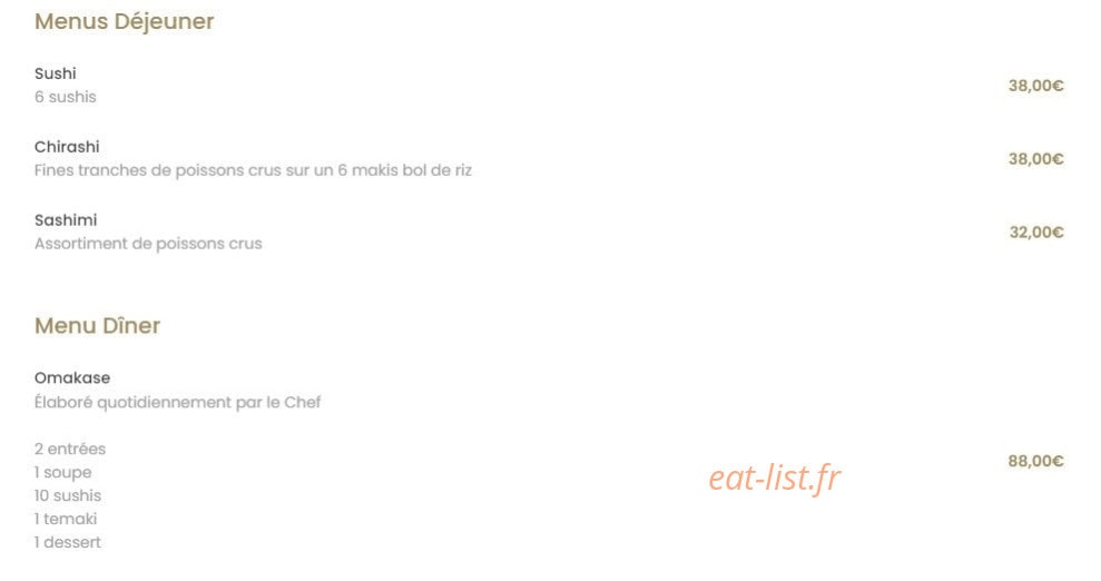 Iodé Sushi — carte page 1