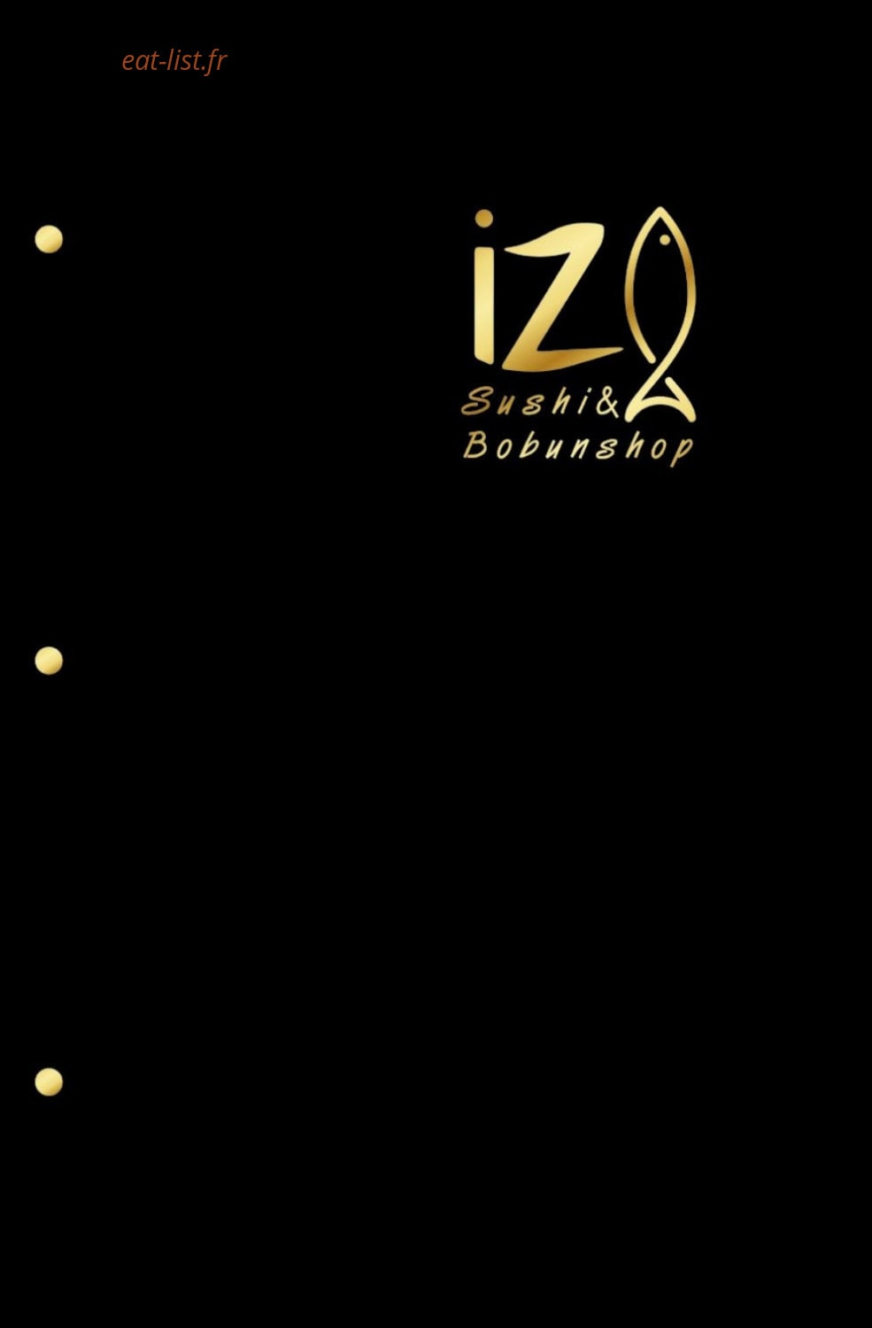 Izu Sushi — carte page 1