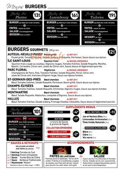 L'Artisan du Burger — carte page 1