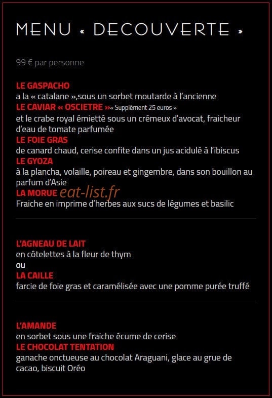 L'Atelier de Joël Robuchon — carte page 5