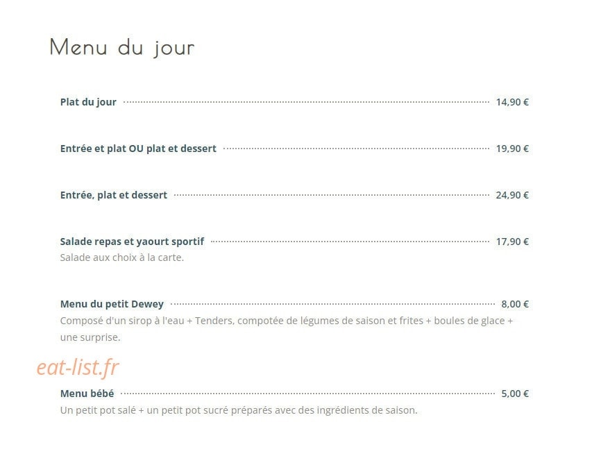 La cantine du Berceau — carte page 1