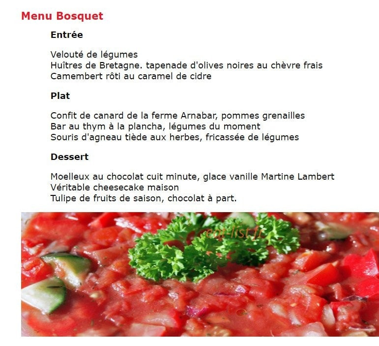 Le Bosquet — carte page 1