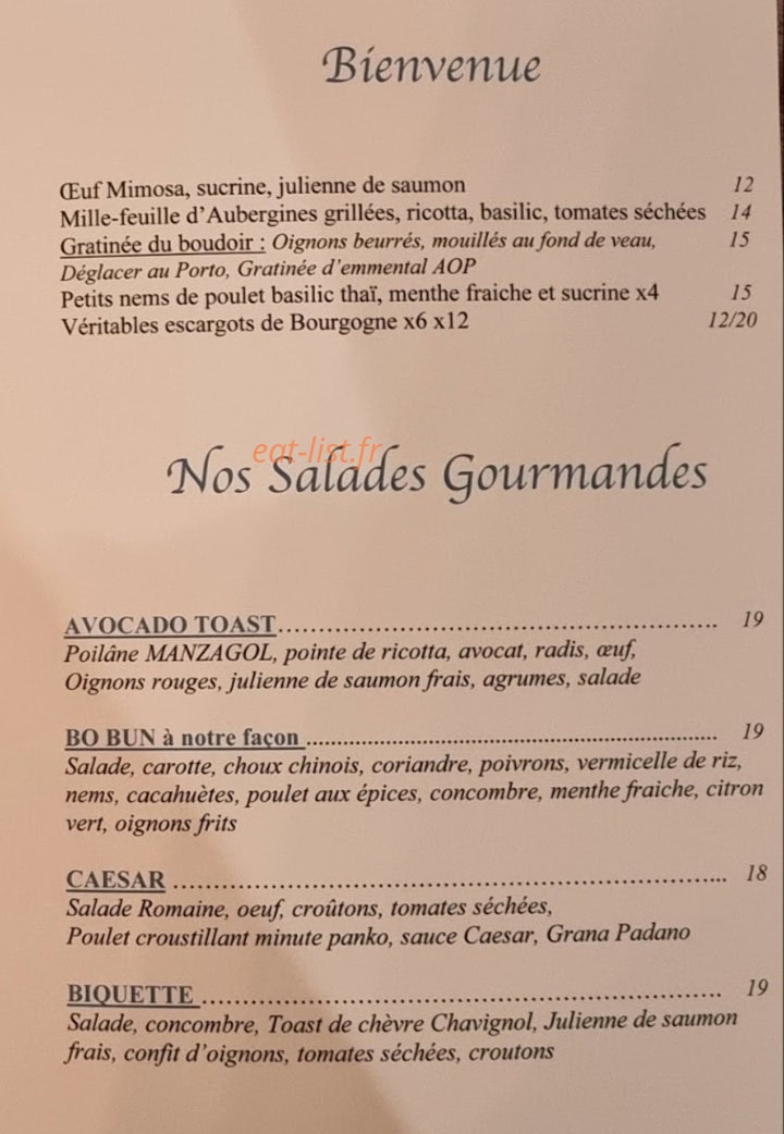 Le Boudoir — carte page 2