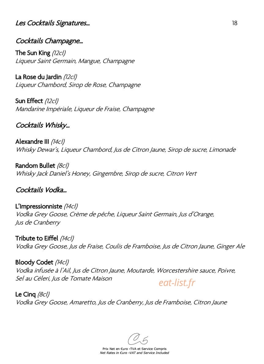 Le Cinq Codet — carte page 12