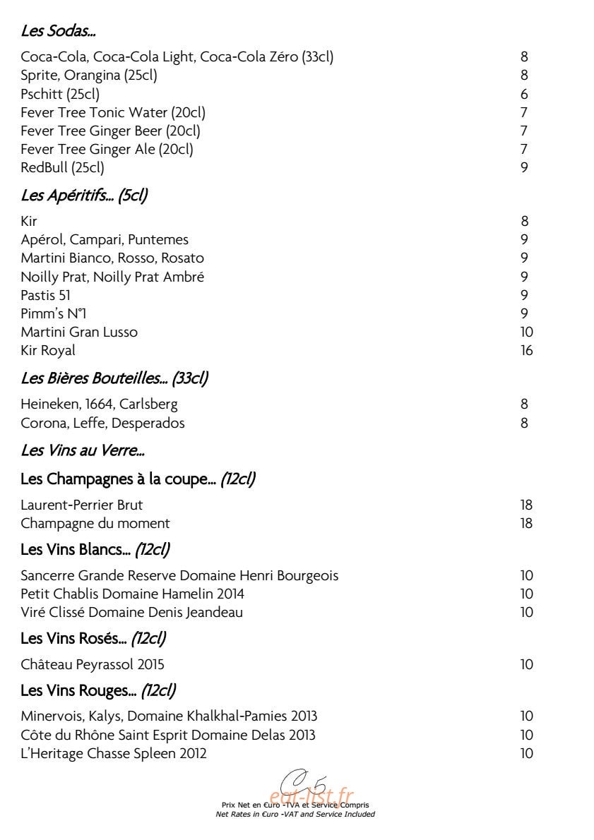 Le Cinq Codet — carte page 14