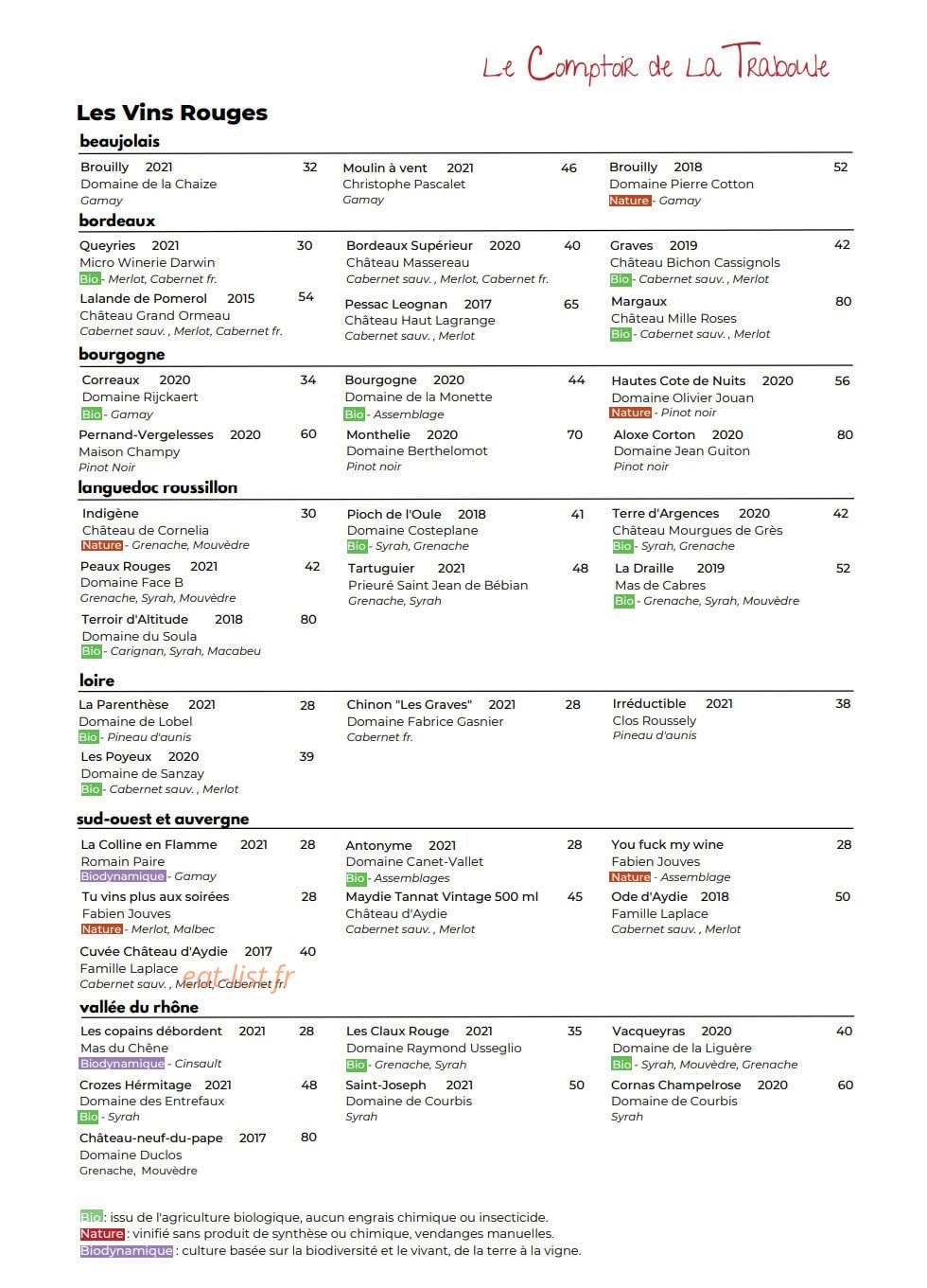 Le comptoir de la traboule — carte page 2