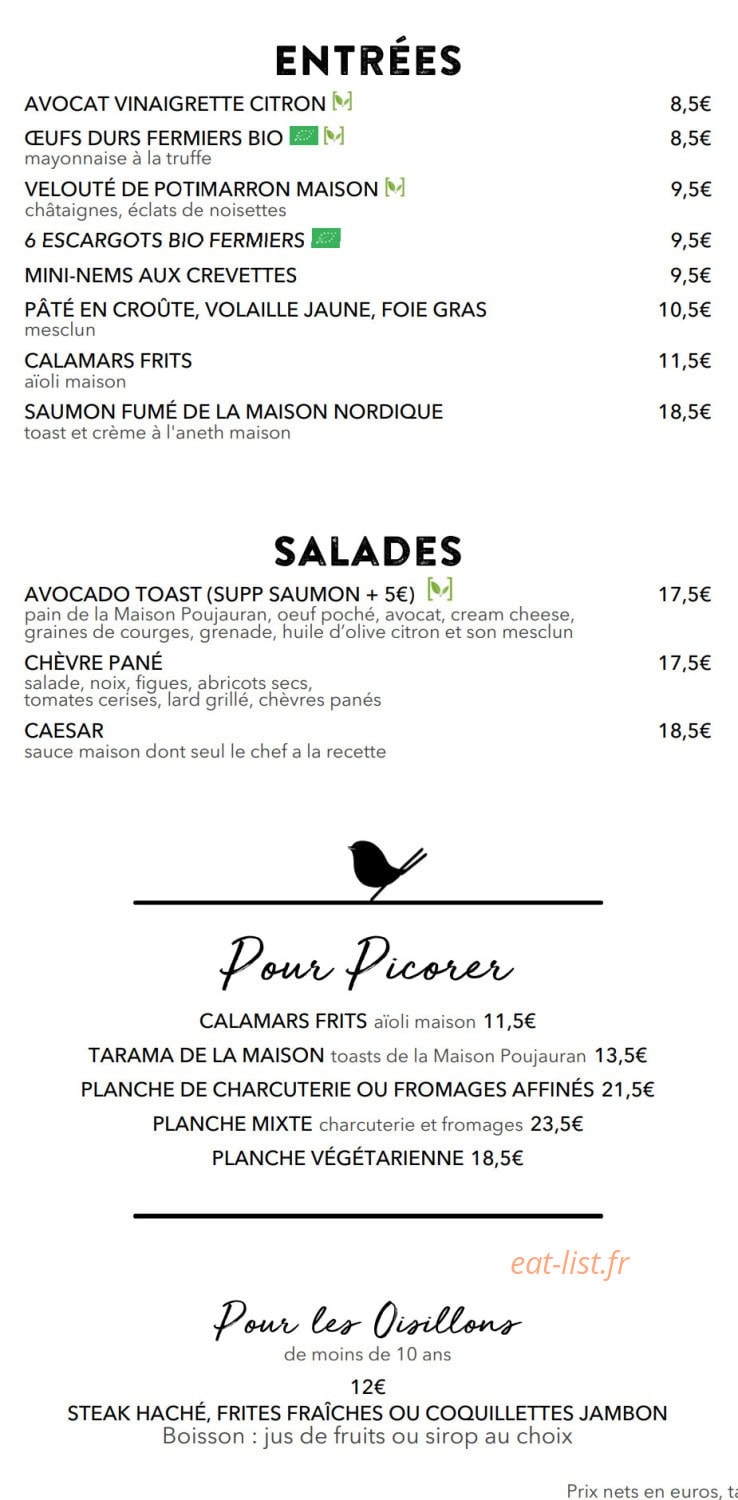 Le Coucou Paris — carte page 1