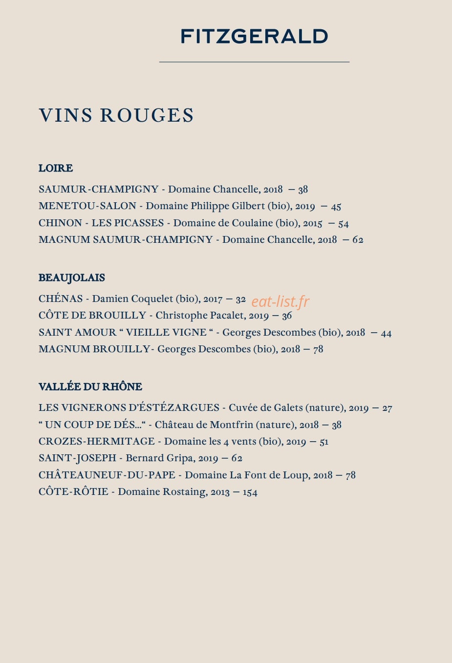 Le Fitzgerald — carte page 6
