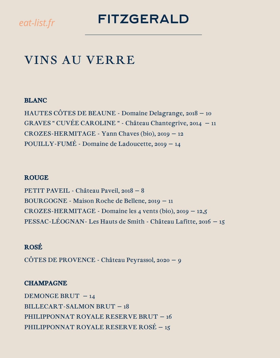 Le Fitzgerald — carte page 4