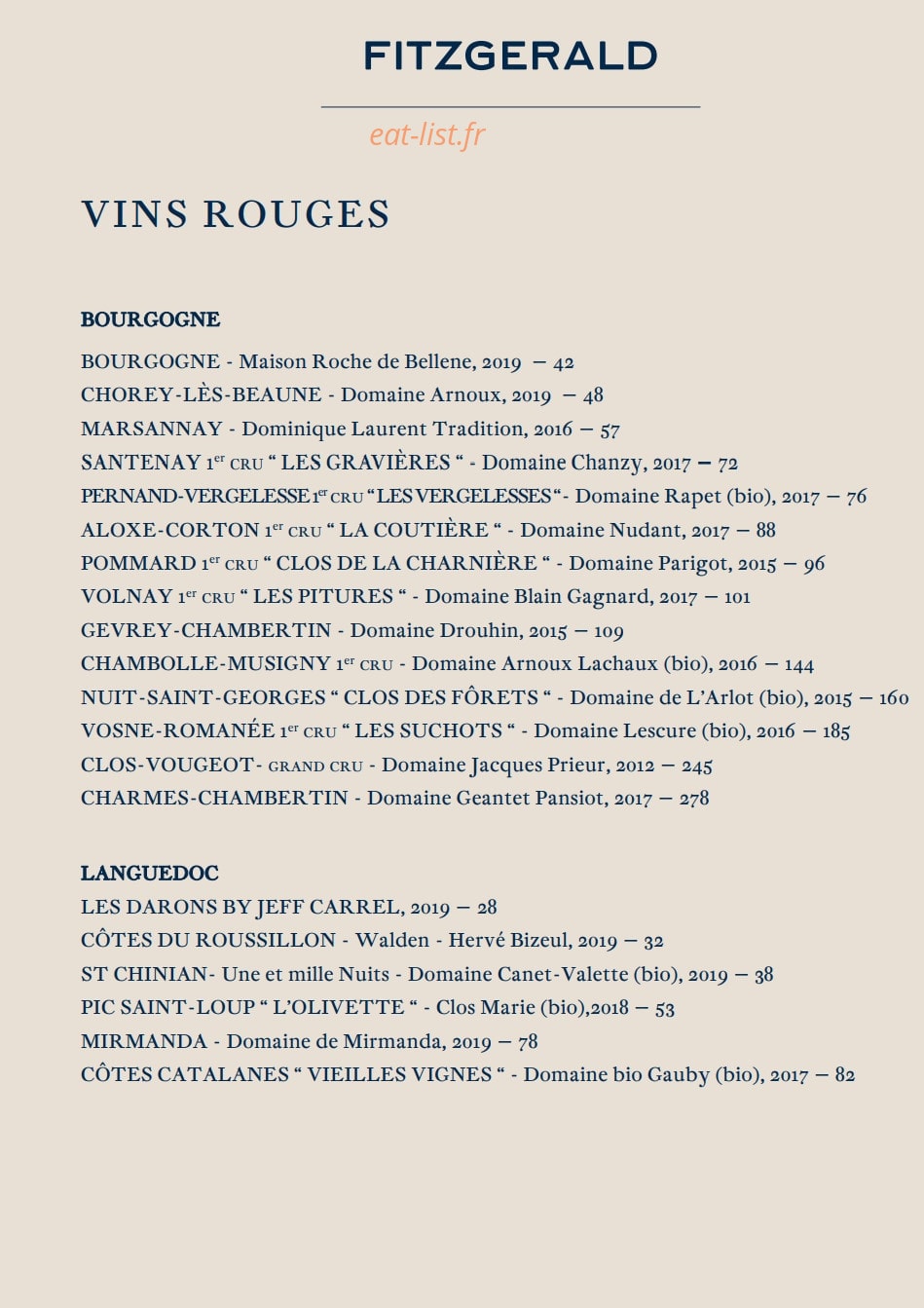 Le Fitzgerald — carte page 5