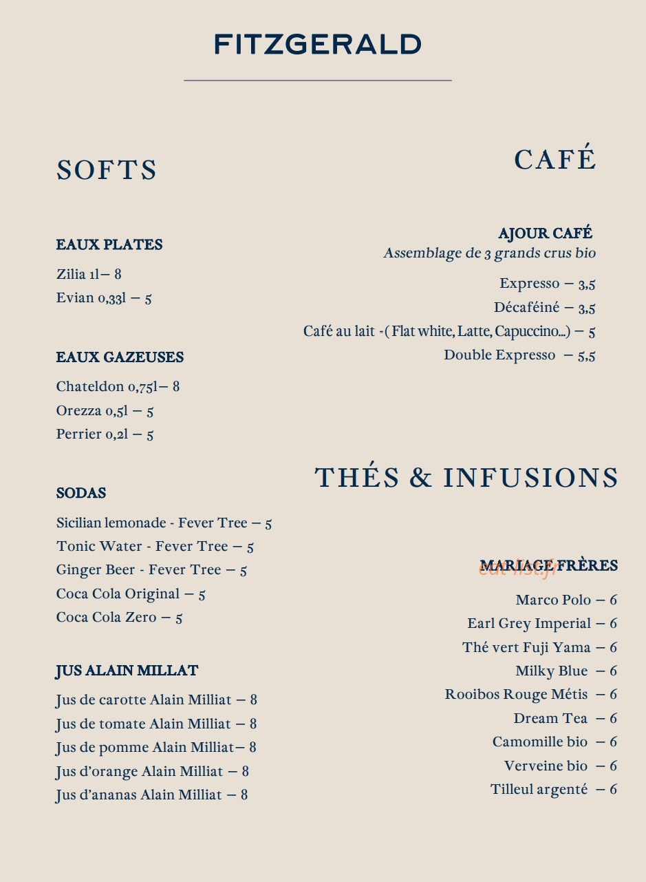 Le Fitzgerald — carte page 14