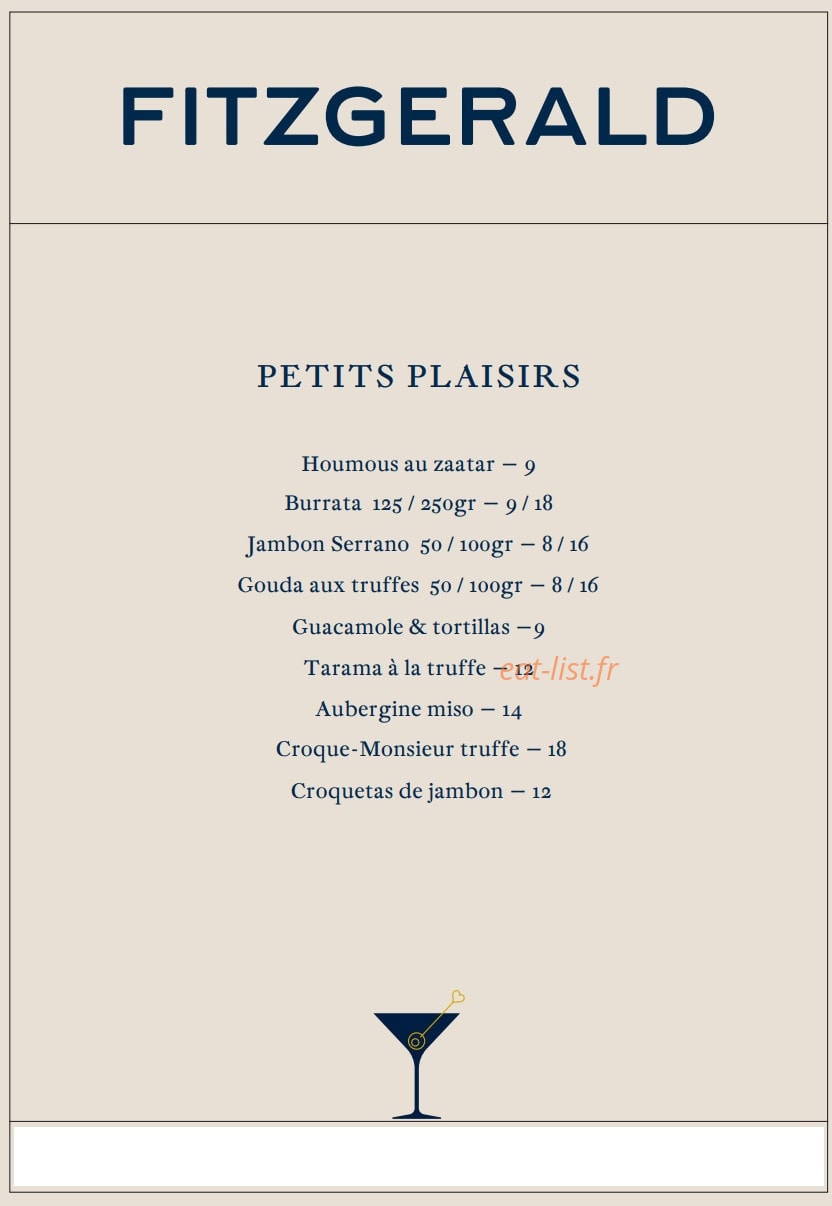 Le Fitzgerald — carte page 1
