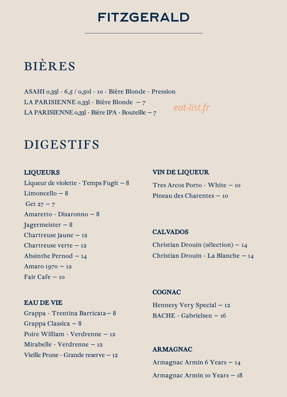 Le Fitzgerald — carte page 13