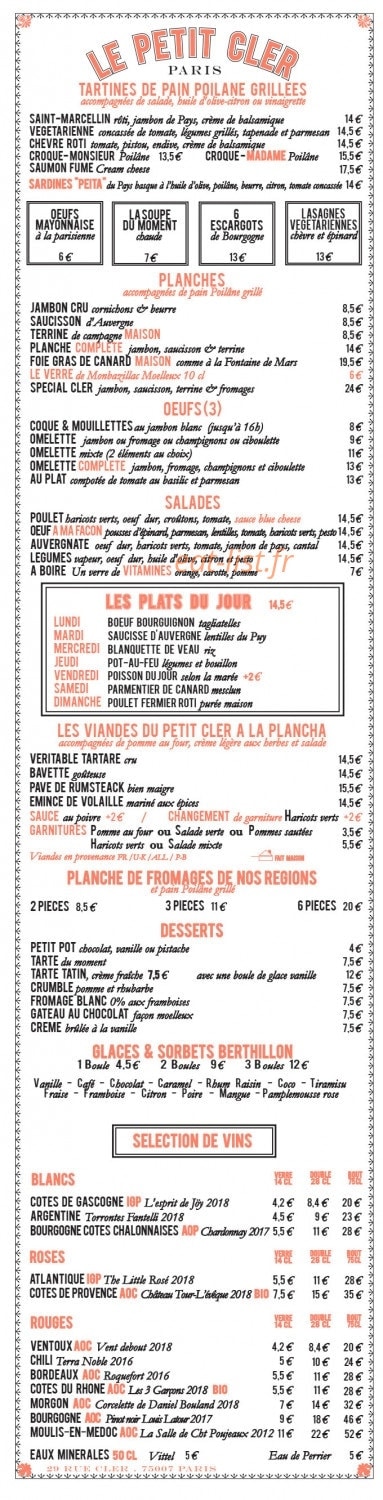 Le Petit Cler — carte page 1