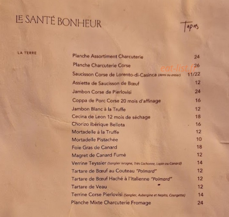 Le Santé Bonheur — carte page 1