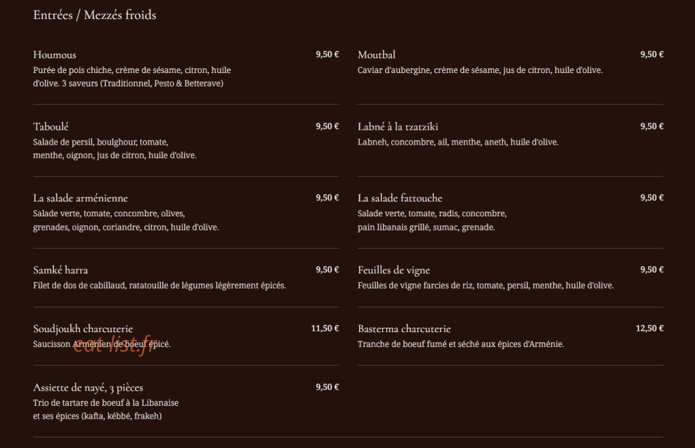 Maison Noubar — carte page 1