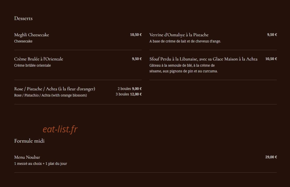 Maison Noubar — carte page 4